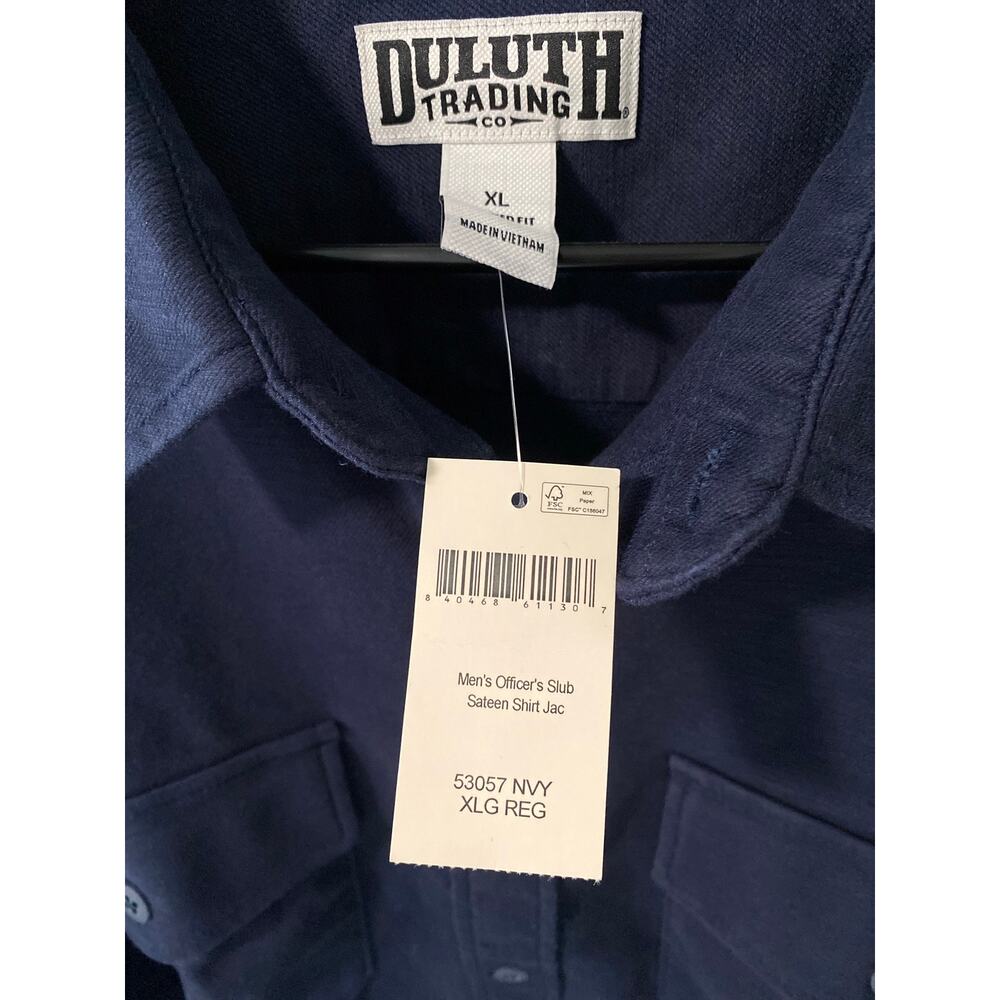 New Duluth Trading Officer's Slub Sateen Shirt Jac Men's XLG NWT, Navy - Picture 2 of 3
